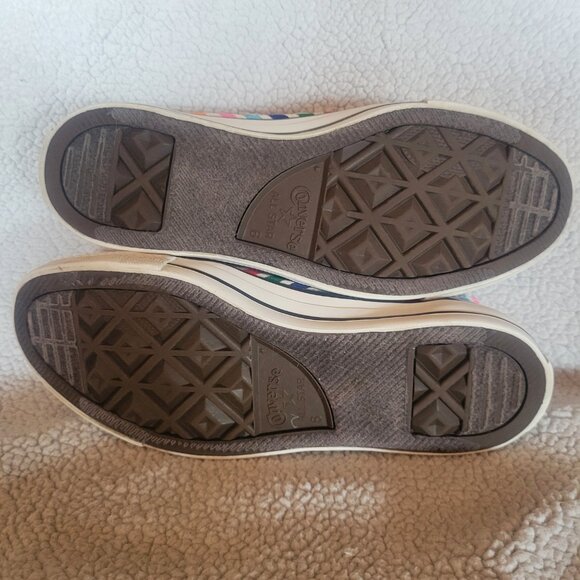 Converse Chuck Taylor All Star Low Top Rainbow Chevron Print Sneakers - Size 8 - Picture 8 of 8